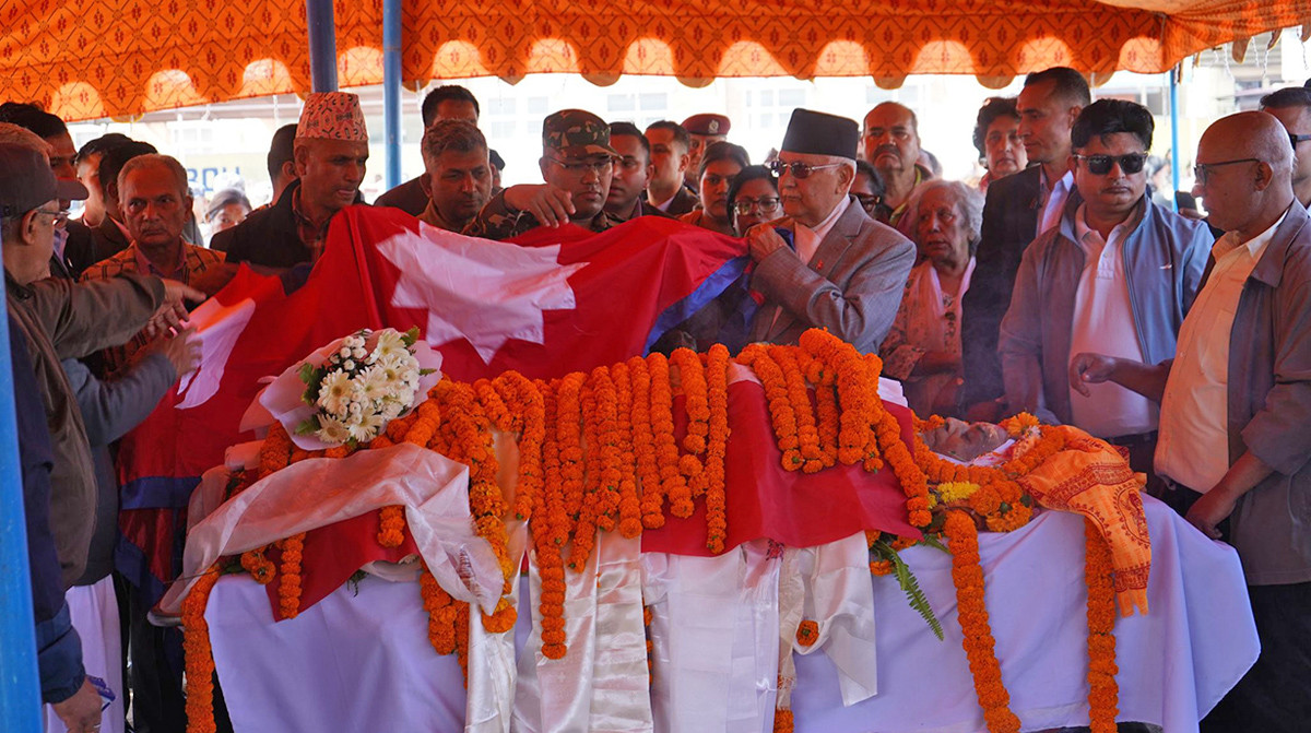 पूर्वसभामुख ढुंगानाको पार्थिव शरीर आजै अन्तेष्टि, प्रधानमन्त्री ओलीले ओढाए राष्ट्रिय झन्डा