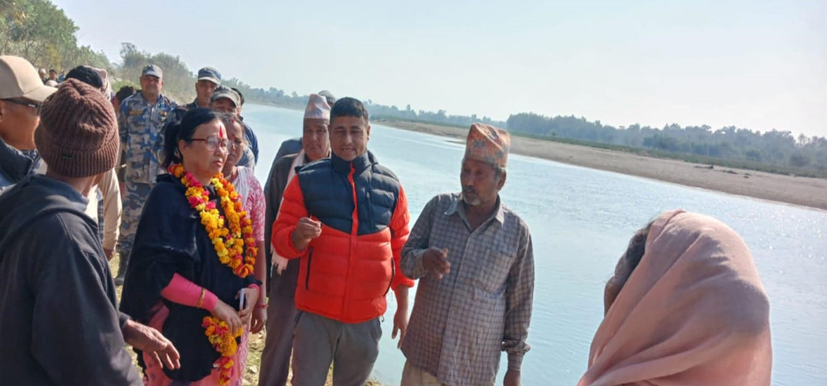 हिउँदमा पनि कर्णाली नदीबाट कटान रोकिएन,  एक हप्तामा दुई मिटर कटान